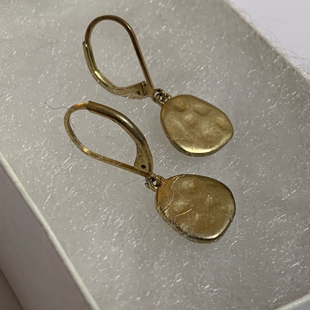 Elegant Gold Drop Hammered Earrings